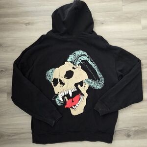 Kool Kiy ByKiy Skull Hoodie Leaked Spellout‎ Black 2XL Grunge Streetwear Heavy